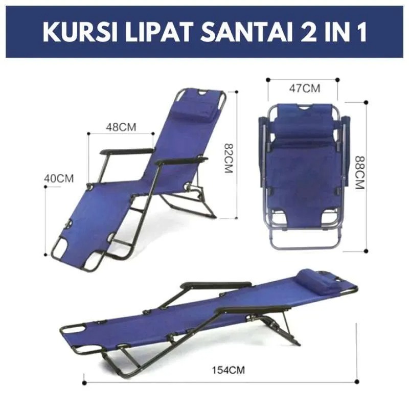 (COD) Kursi Piknik Lipat Longer/ Kasur Lipat Folding Bed /Kursi Malas Lipat Kursi Santai Portable Serbaguna