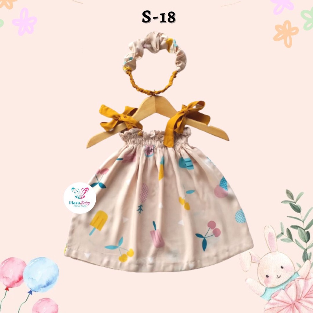 Plazababyku BBB NICOLE summer dress bayi rayon bonus headband scrunchie new2