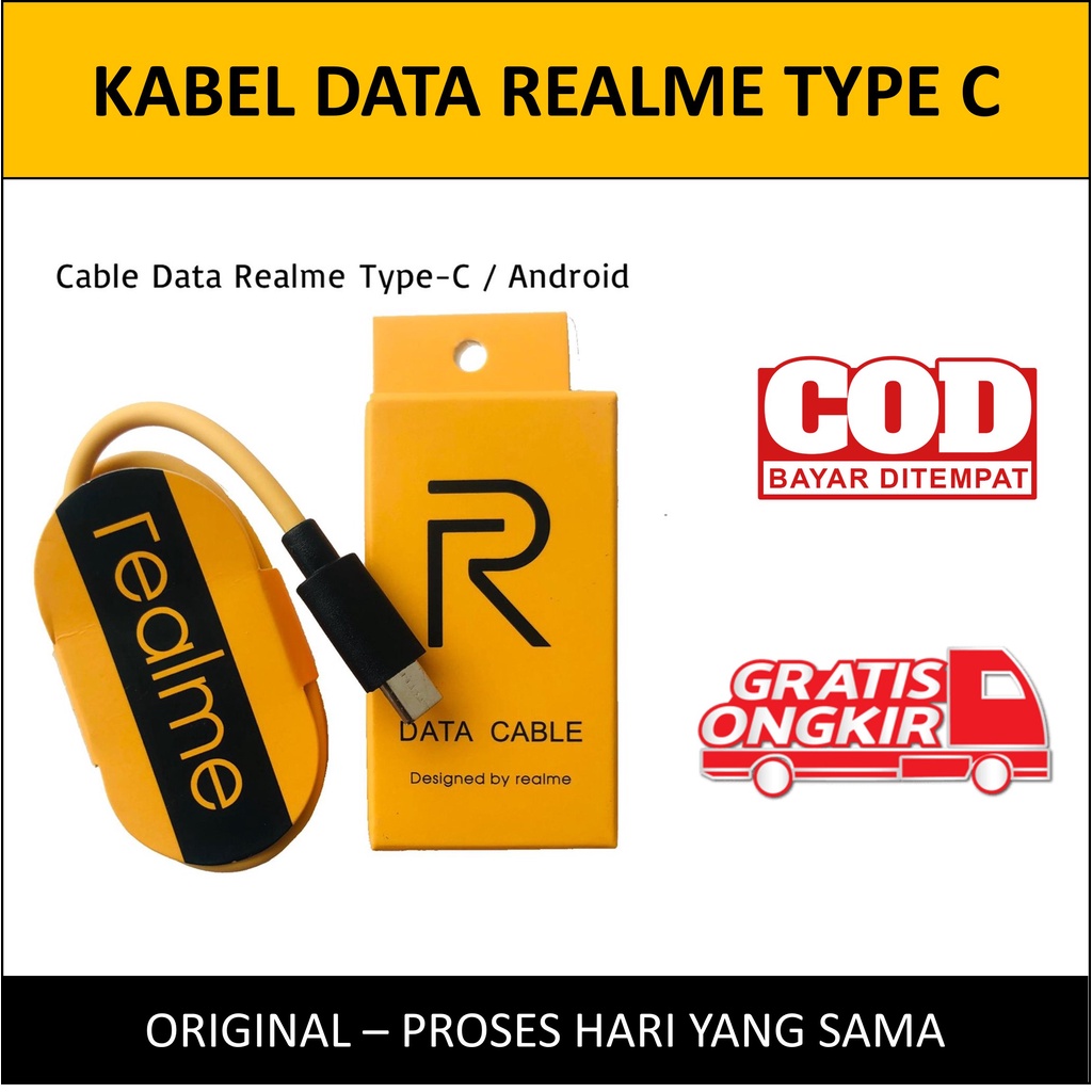 Kabel Data Tipe C Realme VOOC Type C Fast Charging Original Cable Data USB C Bisa Universal