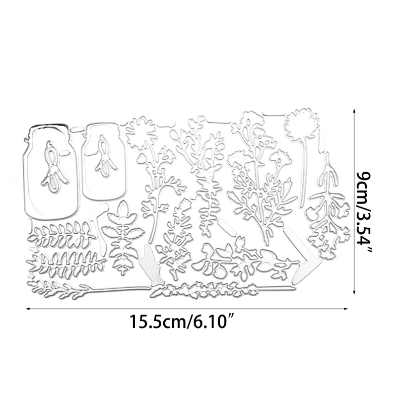 Cetakan Stensil Cutting Dies Motif Pot Bunga Dan Daun Bahan Metal Untuk Scrapbook / Craft DIY / Dekor