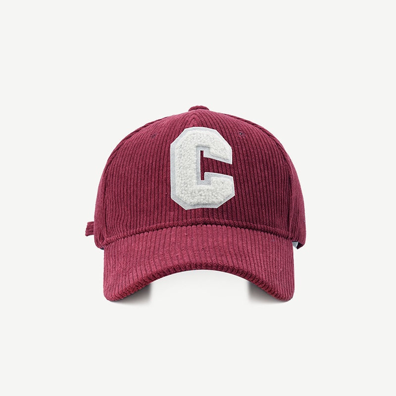 Topi Baseball Corduroy Motif Tulisan C Untuk Pria / Wanita