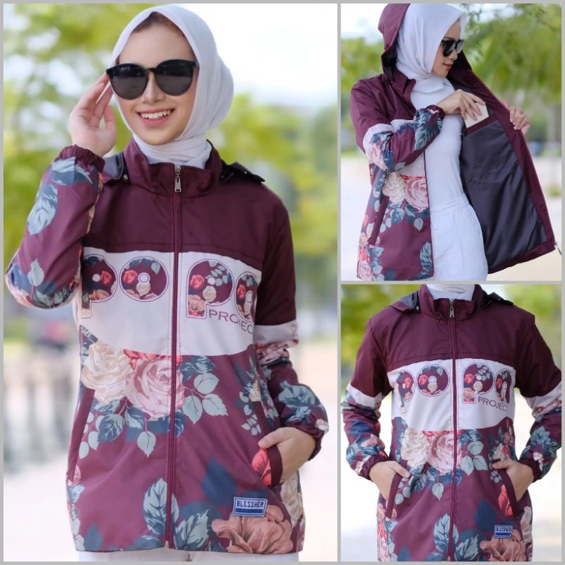 Jaket Parka Full Printing Waterproof/Anti Air | OOTD Jaket Parka Wanita/Cewek Kekinian Waterproof Terbaru Best Quality | Size M - XXL!