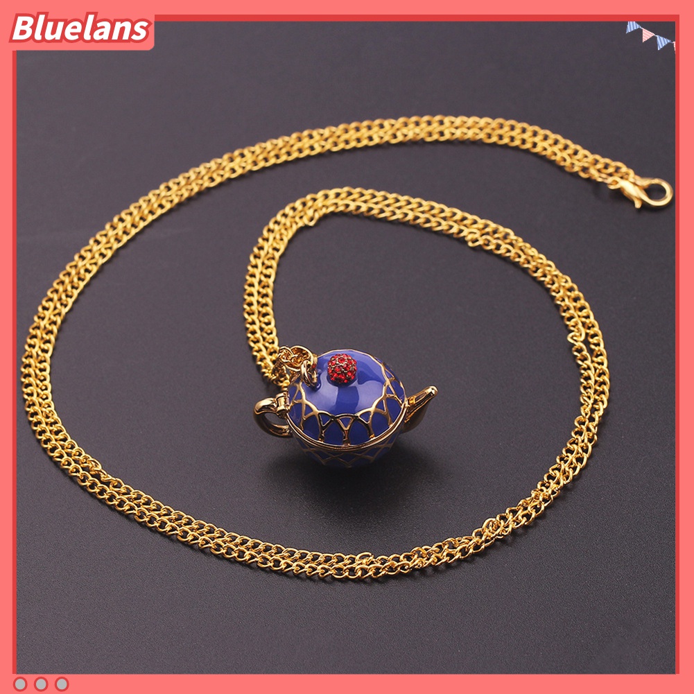 Kalung Rantai Panjang Liontin Teko Teh Aksen Berlian Imitasi Untuk Wanita