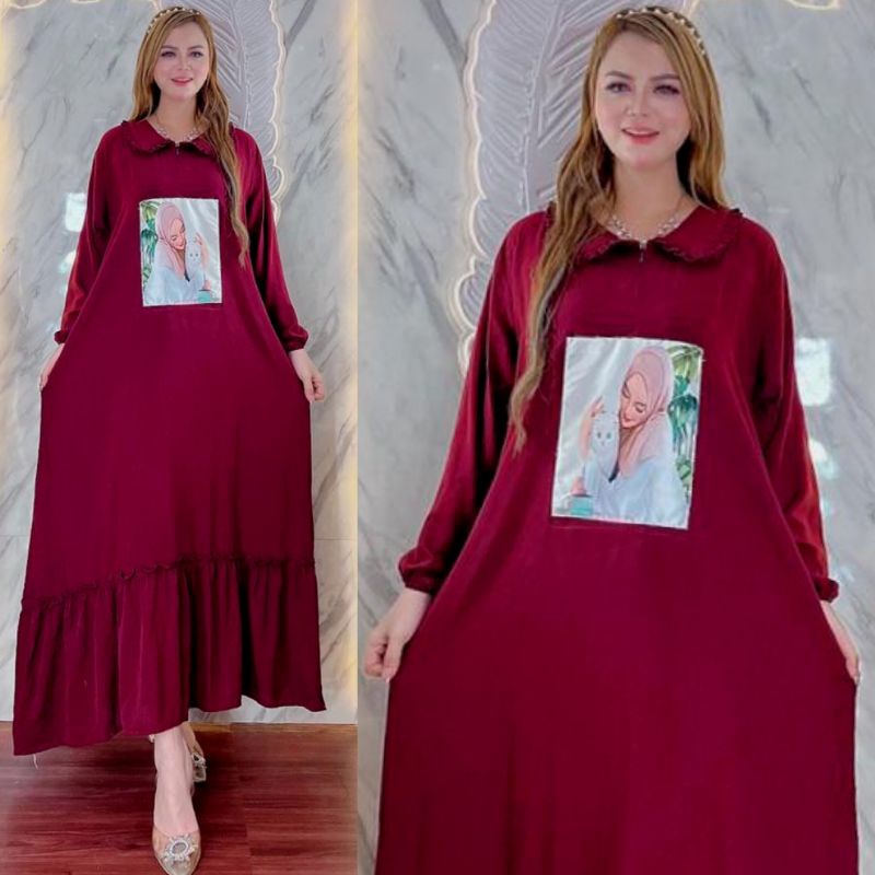 GAMIS EMBLEM GAMBAR WANITA SUSUN REMPEL STANDAR