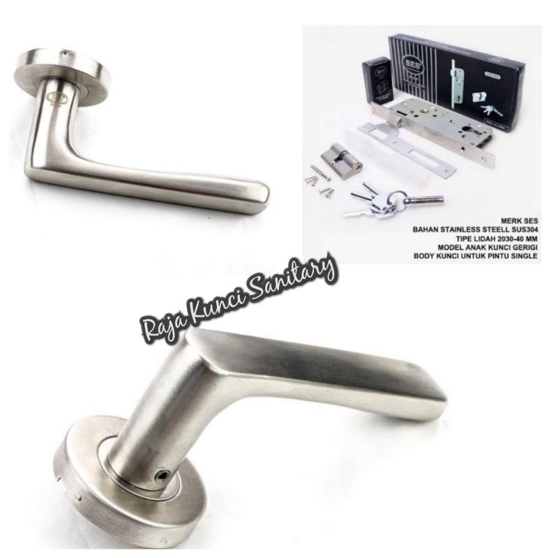 Paket Kunci Pintu Pisah SES Stainless SUS 304/Handle Kunci Pisah/Gagang Pintu Kunci Pisah Stainless/SUS 304