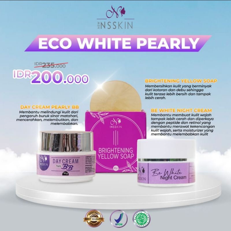 PAKET WAJAH ECO WHITE PEARLY|NEW NSSKIN-BPOM ORIGINAL 100%