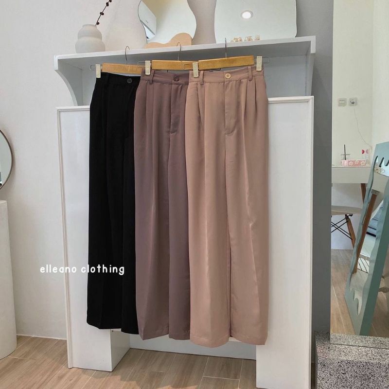 BELLA SLIT PANTS Kulot highwaist celana kulot bahan polyester loose pants