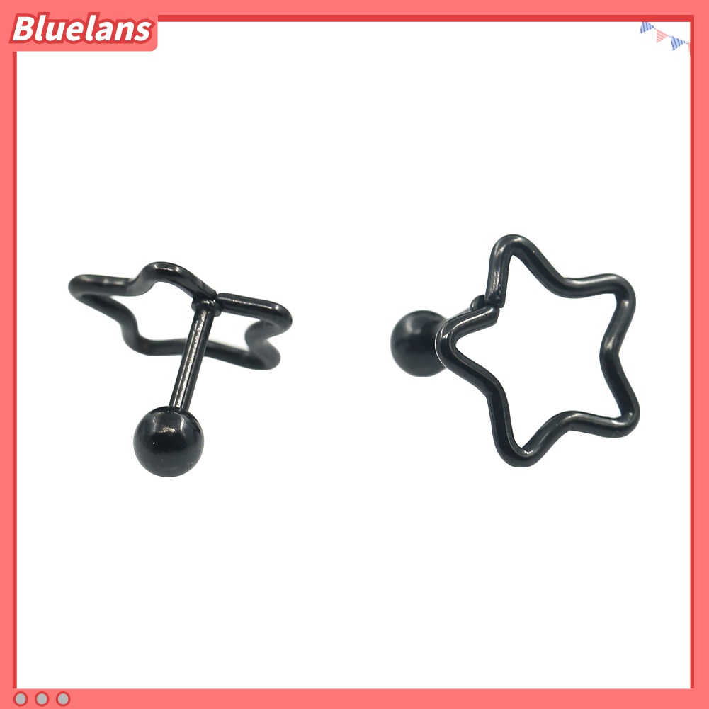 Anting Stud Tindik Tulang Rawan Telinga Bentuk Bintang Bahan Stainless Steel