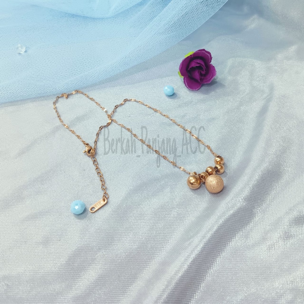 KALUNG TITANIUM  NEW MODEL BOBA BULAT perhiasan super berkelas fashion korea anti karat dan anti luntur