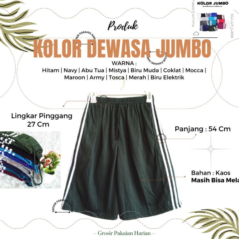 CELANA PENDEK MURAH JUMBO/KOLOR JUMBO