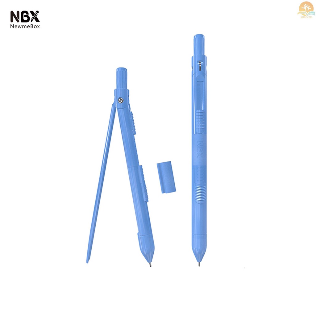 (MMOI) Nbx Kompas Profesional Dengan 10pcs Pensil Mekanik 0.7mm Untuk Menggambar Geometri Matematika
