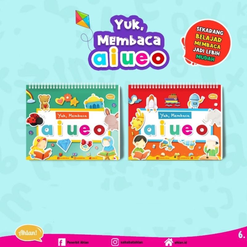 RAF Buku “Yuk, Membaca A I U E O” Belajar Membaca untuk Anak aiueo