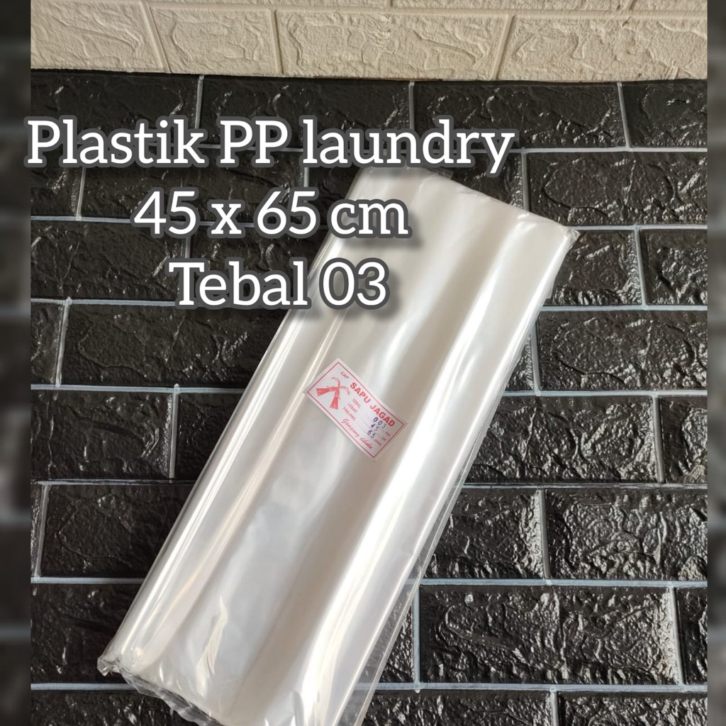 Kantong plastik PP laundry Tebal 03 uk 40 x 60, 45 x 60 dan 45 x 65 / Plastik bening tebal 03