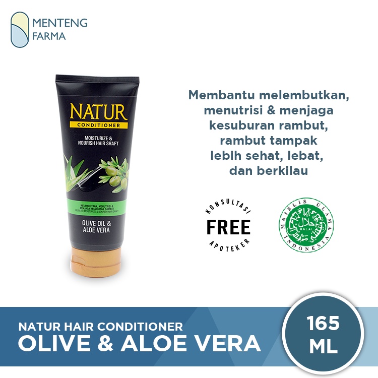 Natur Hair Conditioner Olive Oil And Aloe Vera 165 ML - Perawatan Kesuburan dan Menutrisi Rambut