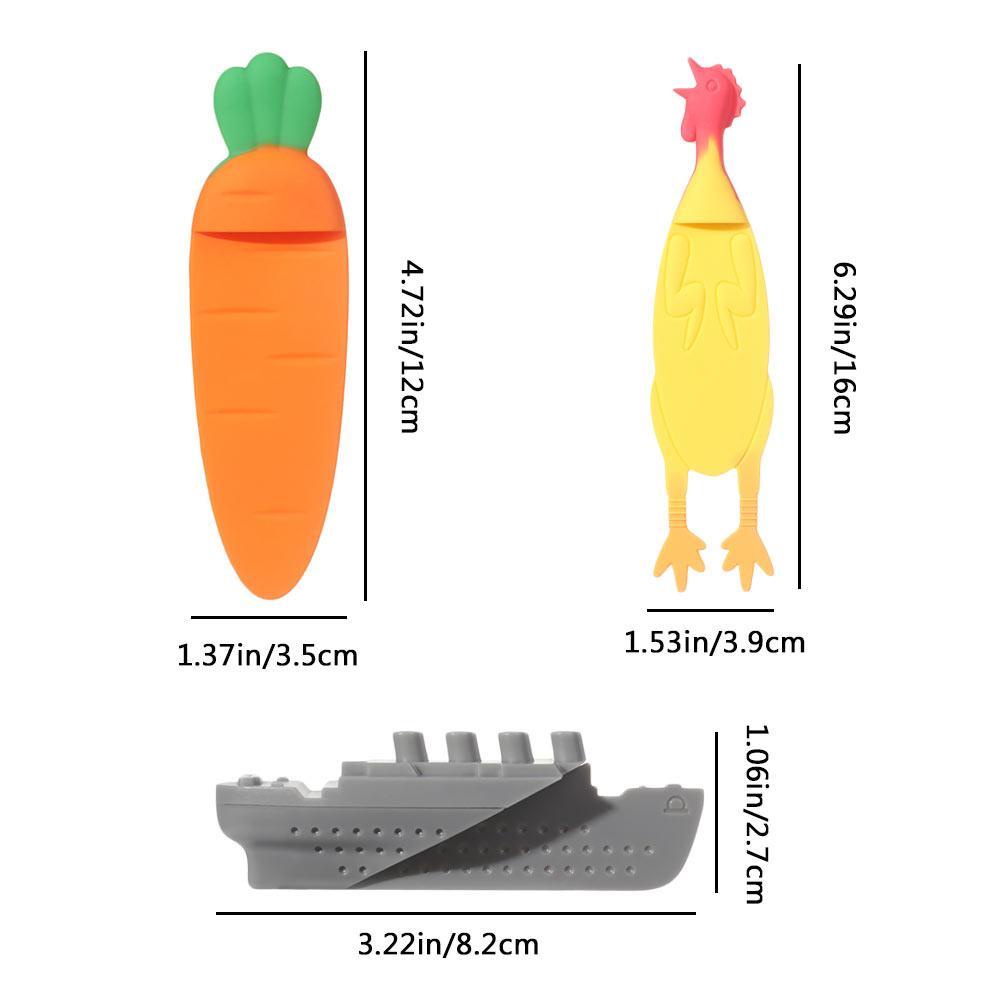 Bookmark Hewan Nanas Kartun Holder Halaman Alat Tulis Lucu Wortel Ayam