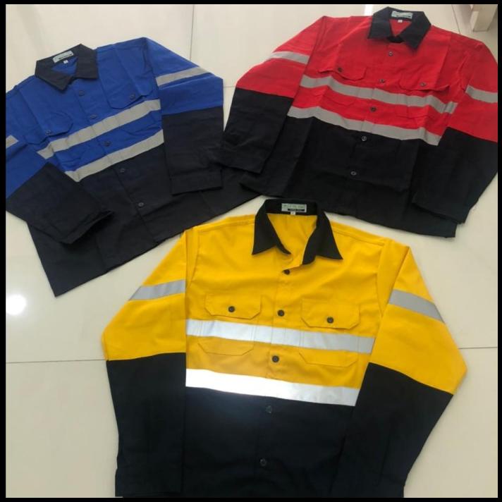 Baju Kerja Safety Proyek Kombinasi / Seragam Kerja Tambang Panjang