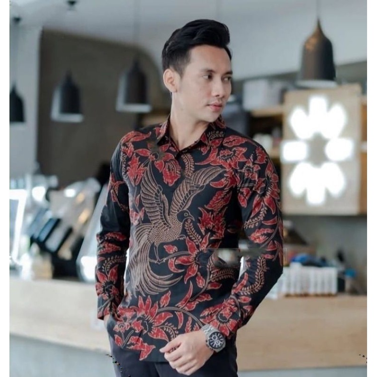 BATIK BOLO DEWO Motif Peksi Langit Hem Atasan Kemeja Baju Batik Pria