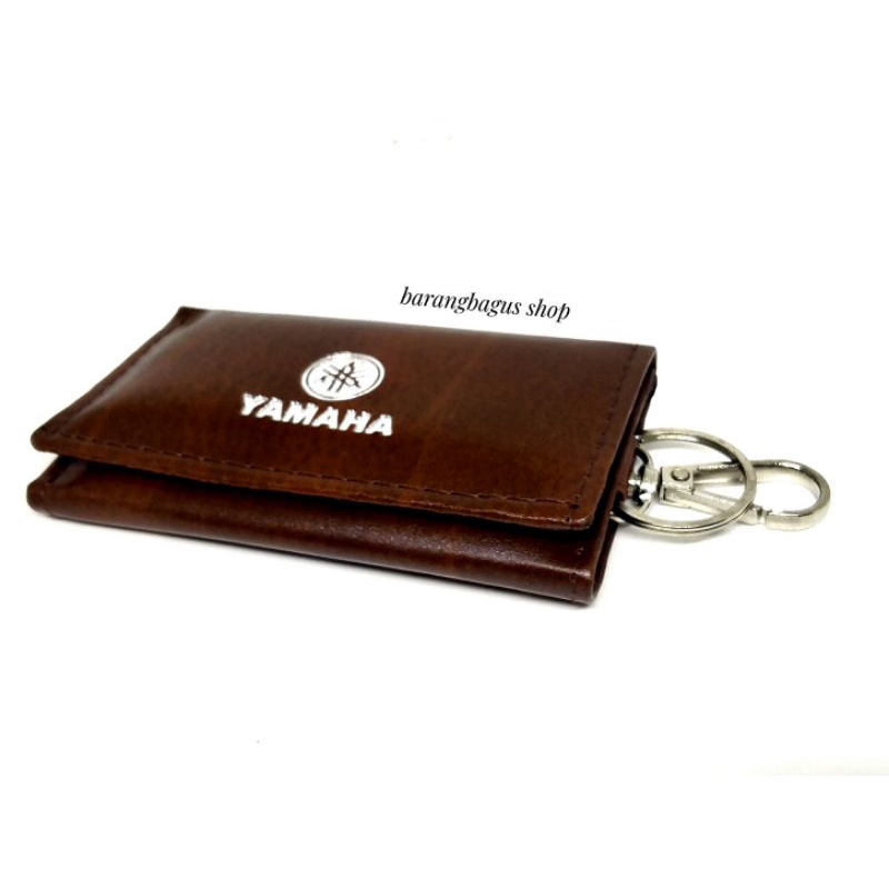 Dompet kulit STNK gantungan kunci motor Yamaha murah dan keren model kulit kilap