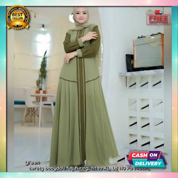 Ghamis Cwe Korea Style Pesta Elegan Pakaian Wanita Remaja Muslim Baju Fashion Dewasa Syari Berkualit