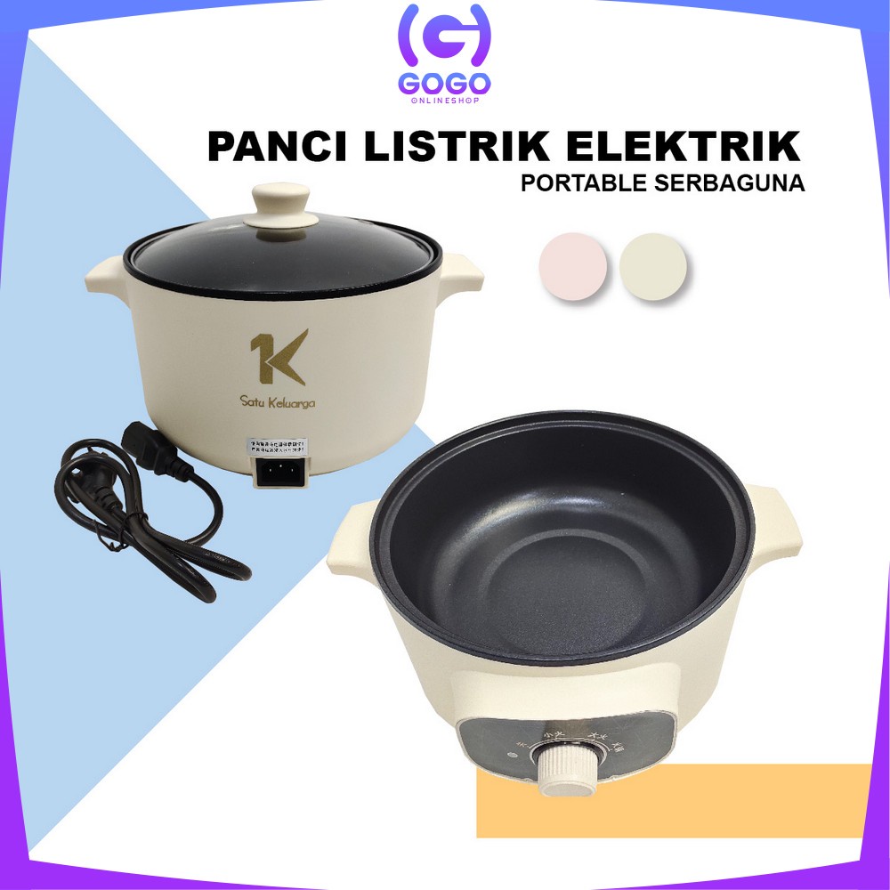 GOGO-C519 Panci Listrik Eletrik Portable Serbaguna / Pan Anti Lengket Kukusan Stainless / Electric Cooker Multifungsi