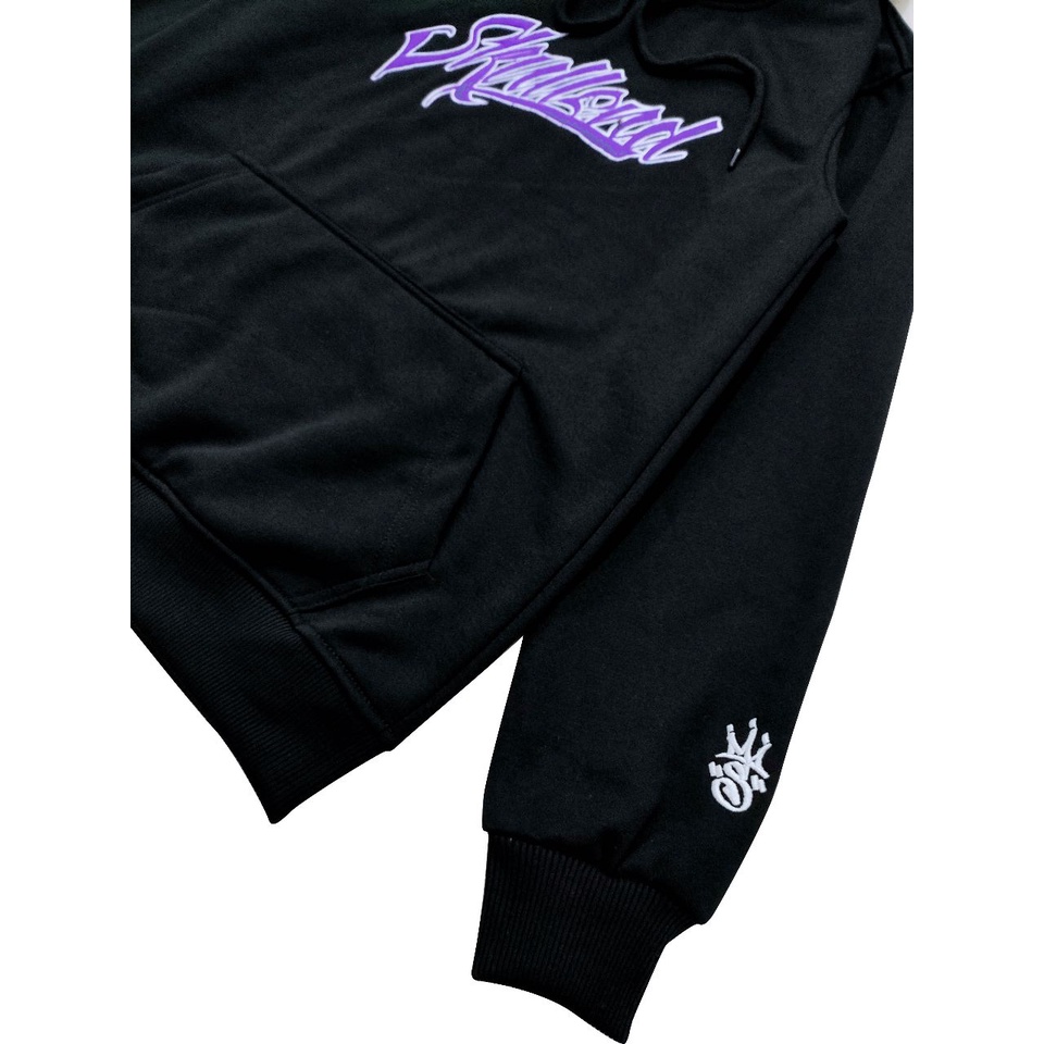 SKULLEND - Jaket Sweater Pullover Hoodie Hitam Unisex Motif Bordir Bahan Cotton Fleece