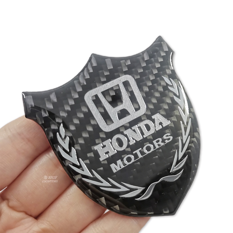 1pc Stiker Emblem Logo HONDA Bahan Karbon Fiber Untuk Dekorasi Jendela Samping Mobil