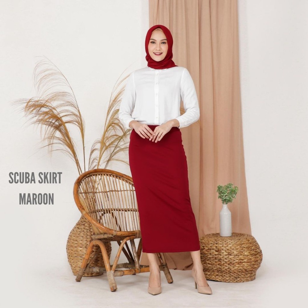 Rok Span Scuba - Rok Panjang Span Wanita - Rok Kerja Wanita Panjang - Rok Skirt Scuba Sepan Skirt Po