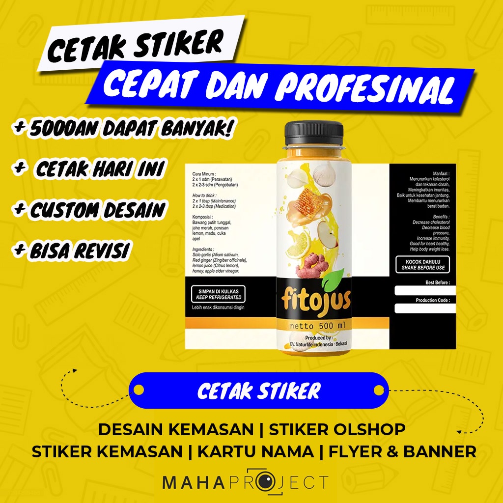 

CETAK STIKER MINUMAN / STIKER PRODUK / STICKER MURAH