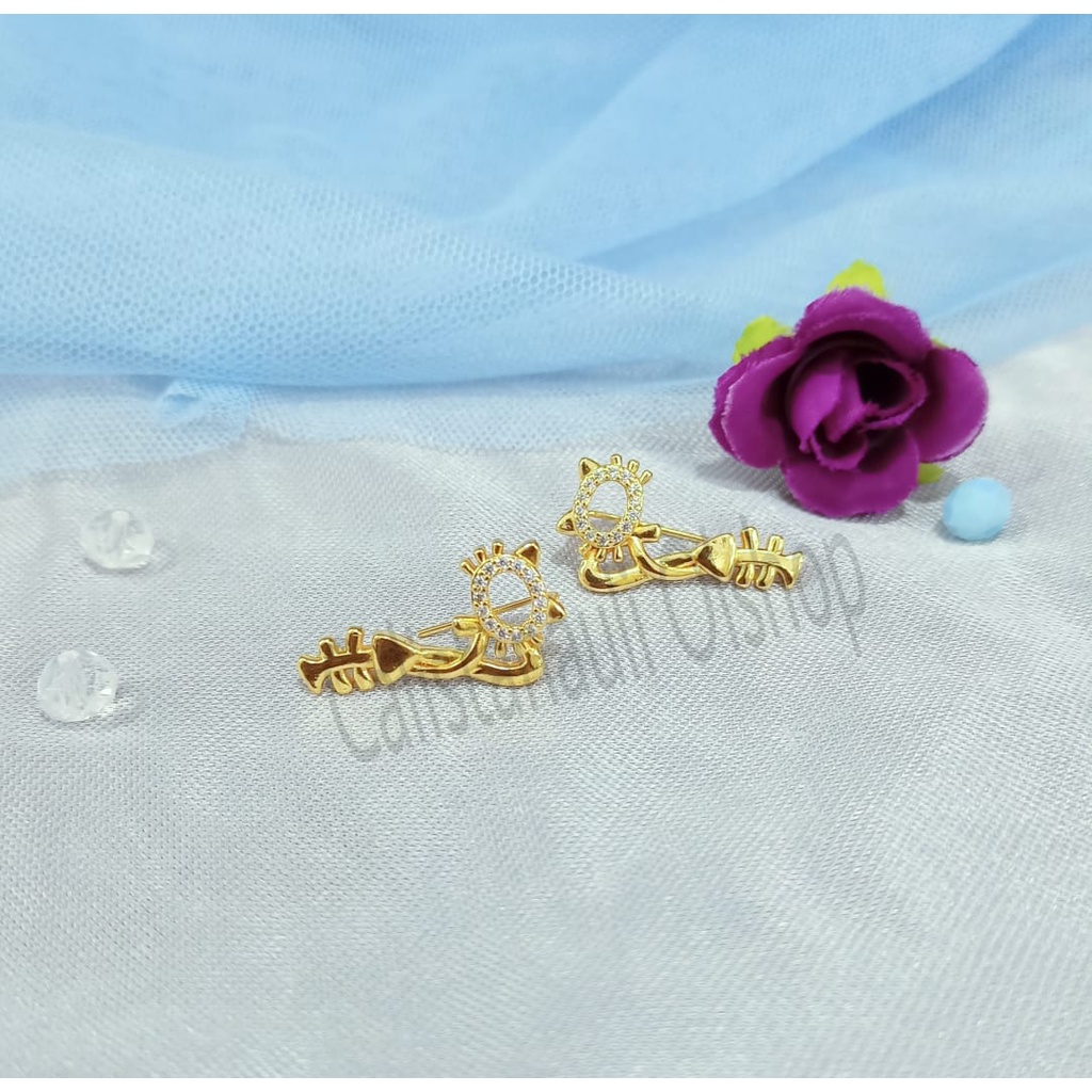 ANTING JALAR PERMATA WANITA FASHION PERHIASAN EMAS KOREA ANTI KARAT DAN ANTI LUNTUR
