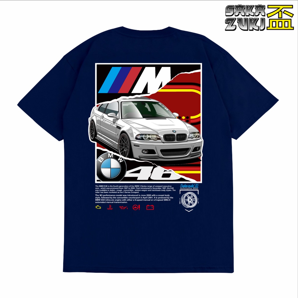 Kaos Baju Distro Katun Combed 24s Unisex Gambar Mobil BMW E46 M3 M POWER