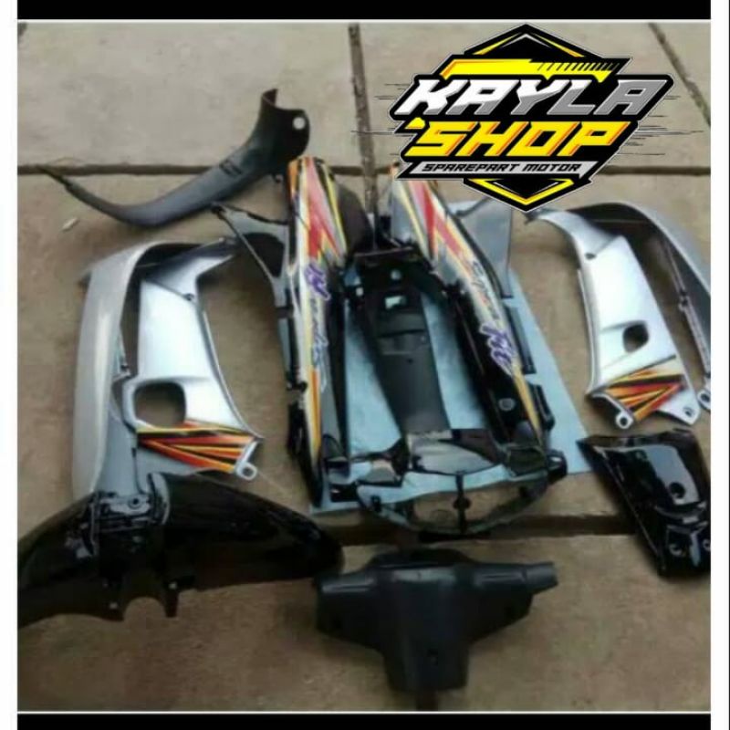 Body Kasar Halus Honda Supra Fit Lama Hitam Silver Plus Striping