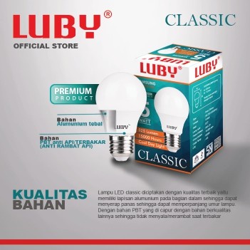 Lampu LED LUBY Classic 5 Watt Bohlam Bulb 5W W cahaya putih Cool Daylight CDL 6500K E27