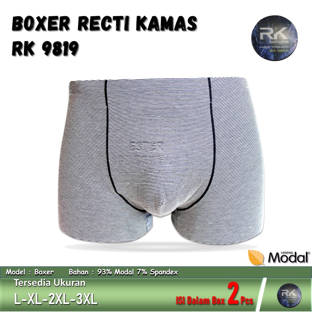 Celana Boxer Pria RECTI KAMAS RK 9819 ISI 2Pcs