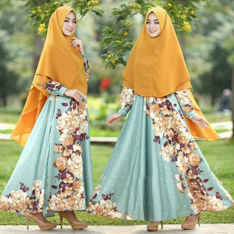 HUM - ZAB OOTD Gamis Maxmara Motif Kembang / GAMIS CANTIK / Dress Maxi Mayung / Dress Fashion Wanita