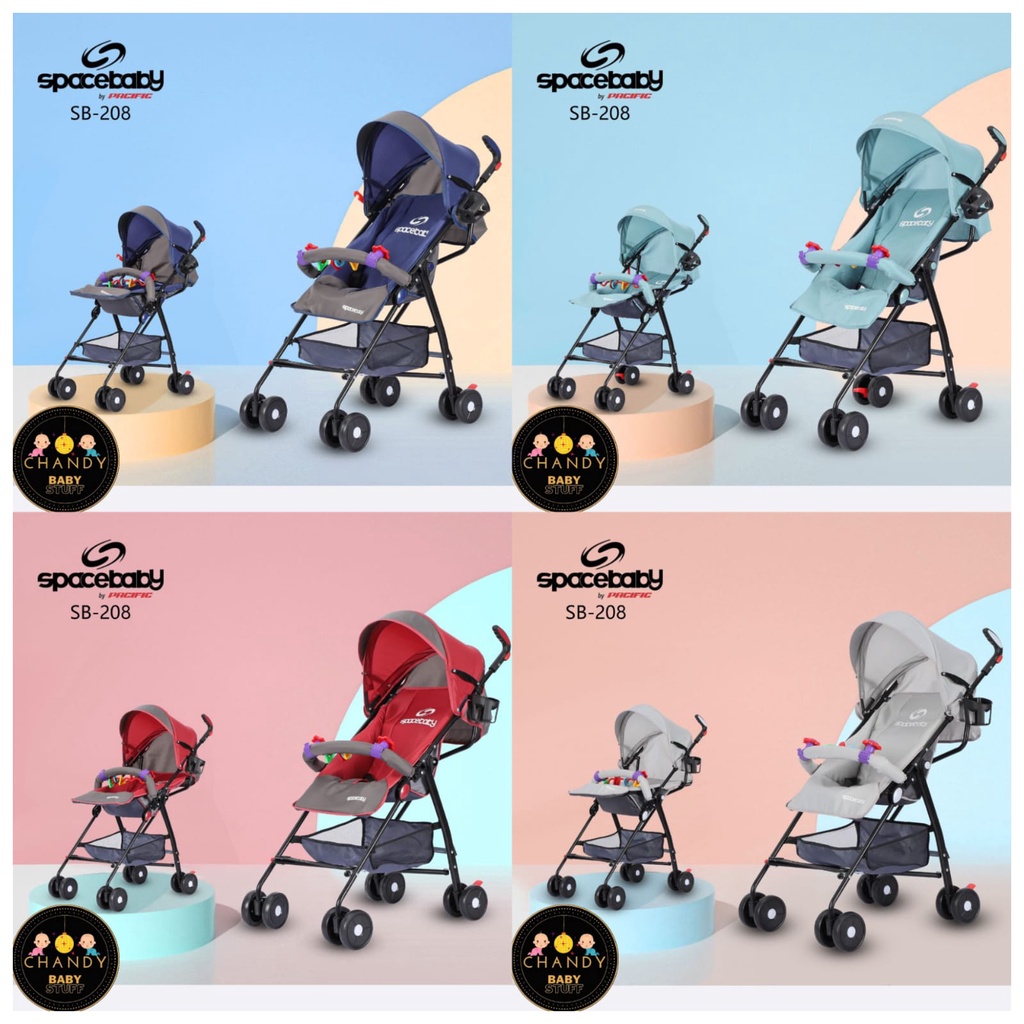 STROLLER SPACE BABY SB 208 ADA MAINAN DI FRONTBAR DAN CUP FOLDER UNTUK BOTOL