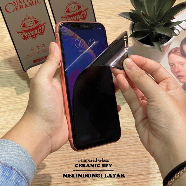 [TG] (ANTI PECAH) Antigores Kaca CERAMIC MATTE (BLACK) TEMPERED GLASS PRIVASI/SPY FOR OPPO F7 F9 A7 