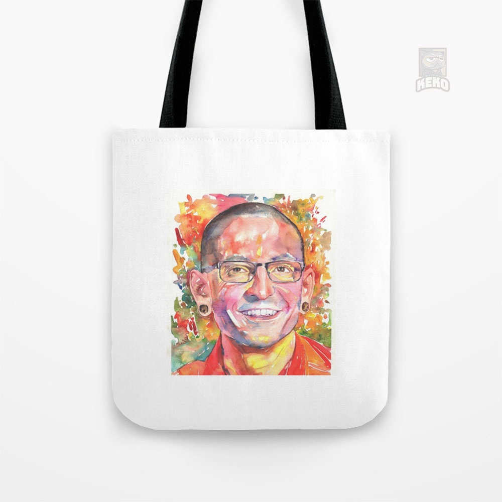 Chester Bennington watercolor Tote Bag Kanvas
