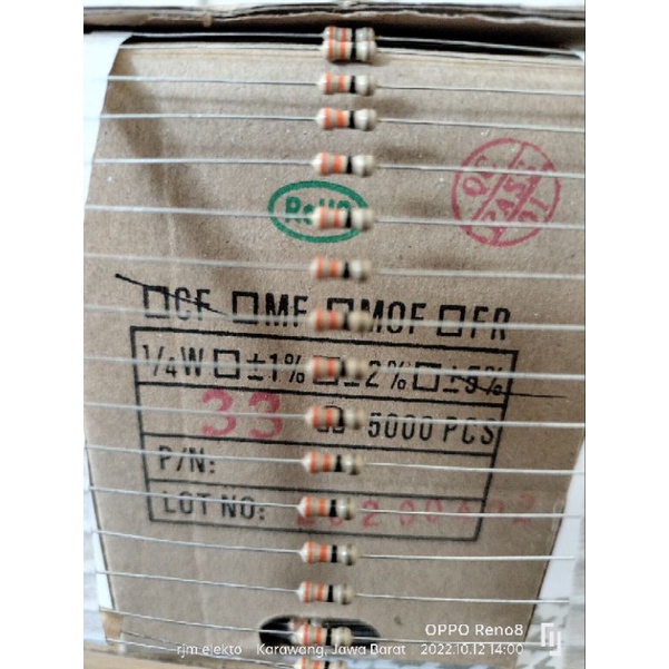 10 PCs resistor 33 ohm 1/4:watt