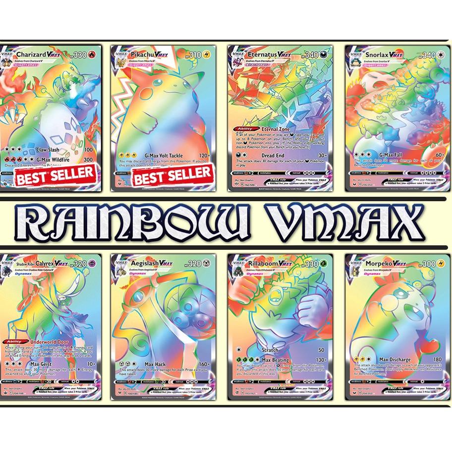 NEW ㅝ KARTU POKEMON TCG RAINBOW VMAX HOLOGRAM ENGLISH VERSION Z♘