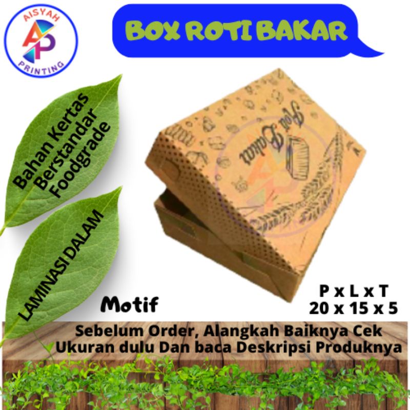 Box Roti Bakar Bandung-kemasan roti bakar laminasi 20x15x5. laminasi dalam