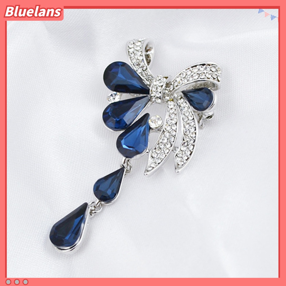 Bros Pin Bentuk Pita Bahan Alloy Aksen Berlian Imitasi Untuk Aksesoris Dress Scarf Wanita
