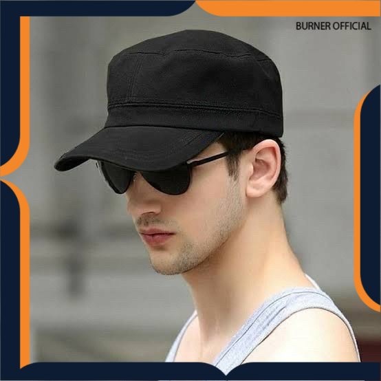 TOPI KOMANDO HITAM- topi army pria tactical polos militer