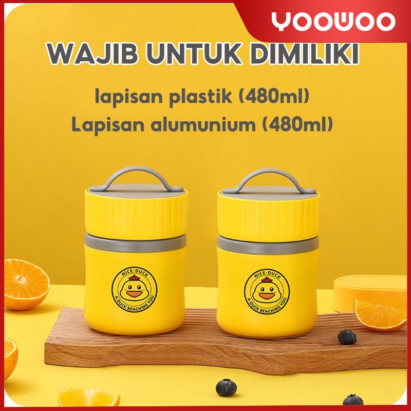 Cangkir Sup 480ml / Portable Anti Tumpah Panci sup / Mangkok sup / Free Sendok