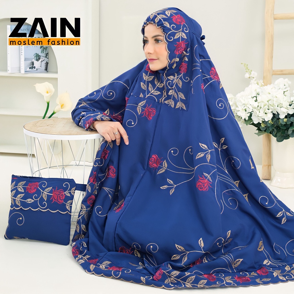 ZAIN - Mukena Dewasa Katun Premium Bordir Rose Centifolia Mewah