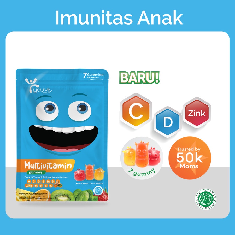 Youvit Multivitamin Anak 1 Sachet dengan Vit.C, D, Zink, Sayur &amp; Buah