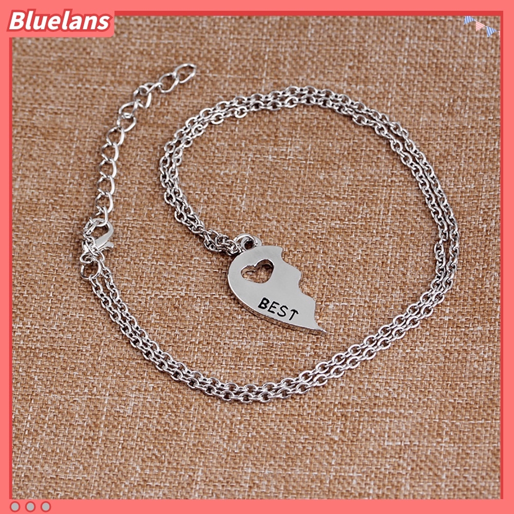 BL Exquisite Girls Friendship Necklace Split Hollow Heart Shape Pendant Jewelry