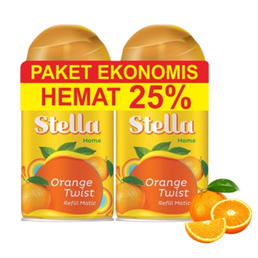 Stella Matic Refill Orange Twist 2 x 160ml Multipack - Refill Alat Stella - Refil Pengharum Ruangan otomatis