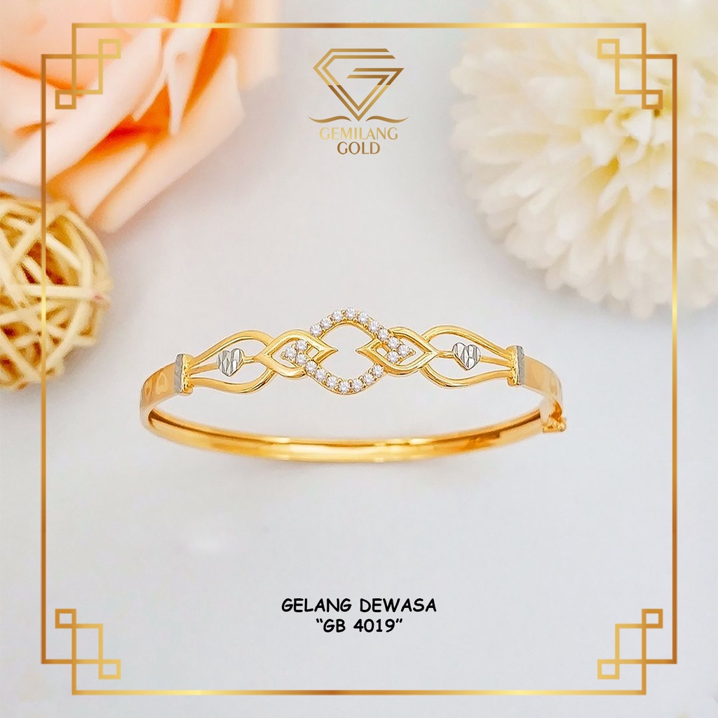 TERBARU.. GELANG EMAS KADAR 300(6K) & 375(8K) GELANG BANGLE CLASSIC MODERN FASHION TERLARIS KEMILAU 