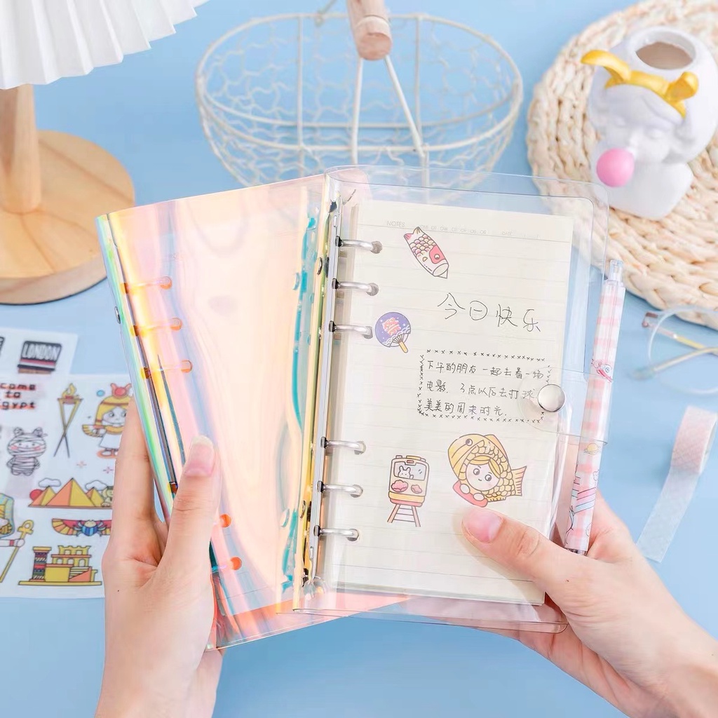 

A6/A5 Clear Soft PVC Notebook Binder Cover Planner 6-Ring Loose-Leaf Folder Stationary - SO