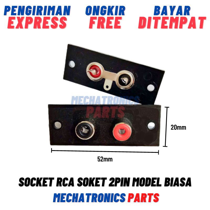2PCS SOCKET RCA SOKET 2PIN MODEL BIASA